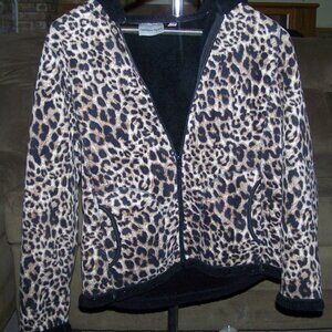 Leopard Print Zip Up Fleece Hoodie & Matching Gloves - Outdoor Spirit Size S